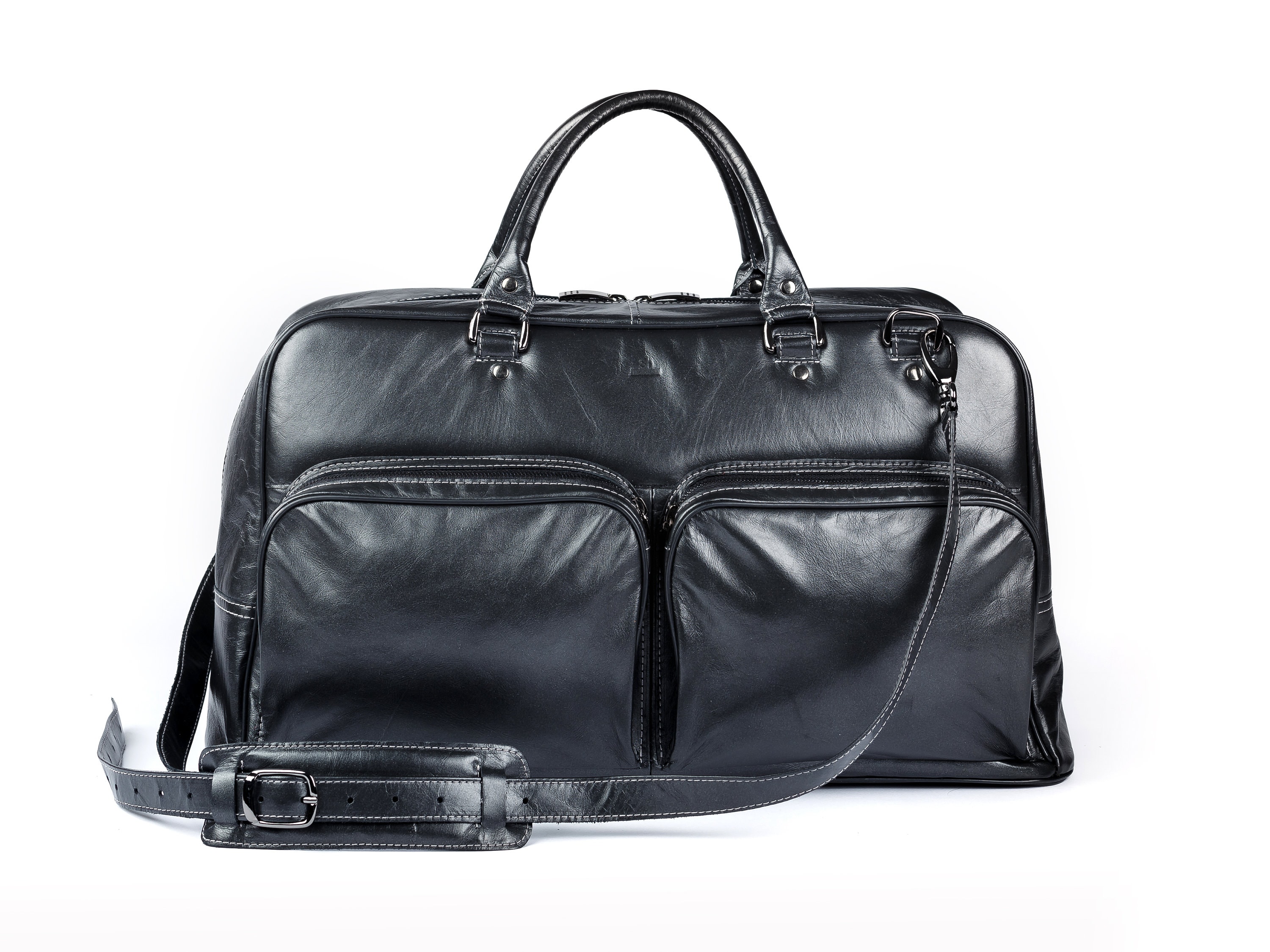 BLACK LEATHER travel bag Leather duffel bag Weekender bag | Etsy