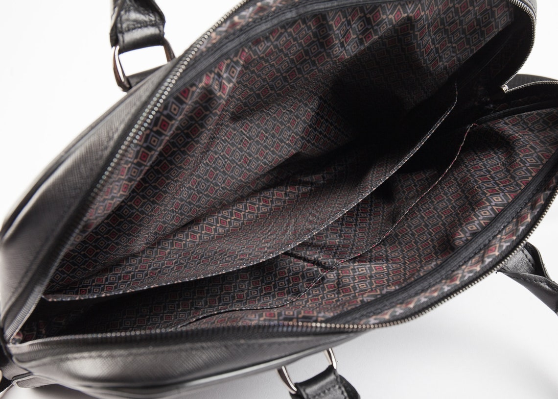 Leather Briefcase Black Small Leather Laptop Bag Mens Leather Etsy