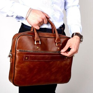 Porte-documents en cuir pleine fleur de qualité supérieure avec bandoulière Sacoche fine pour ordinateur portable en cuir Sac messager pour homme en cuir