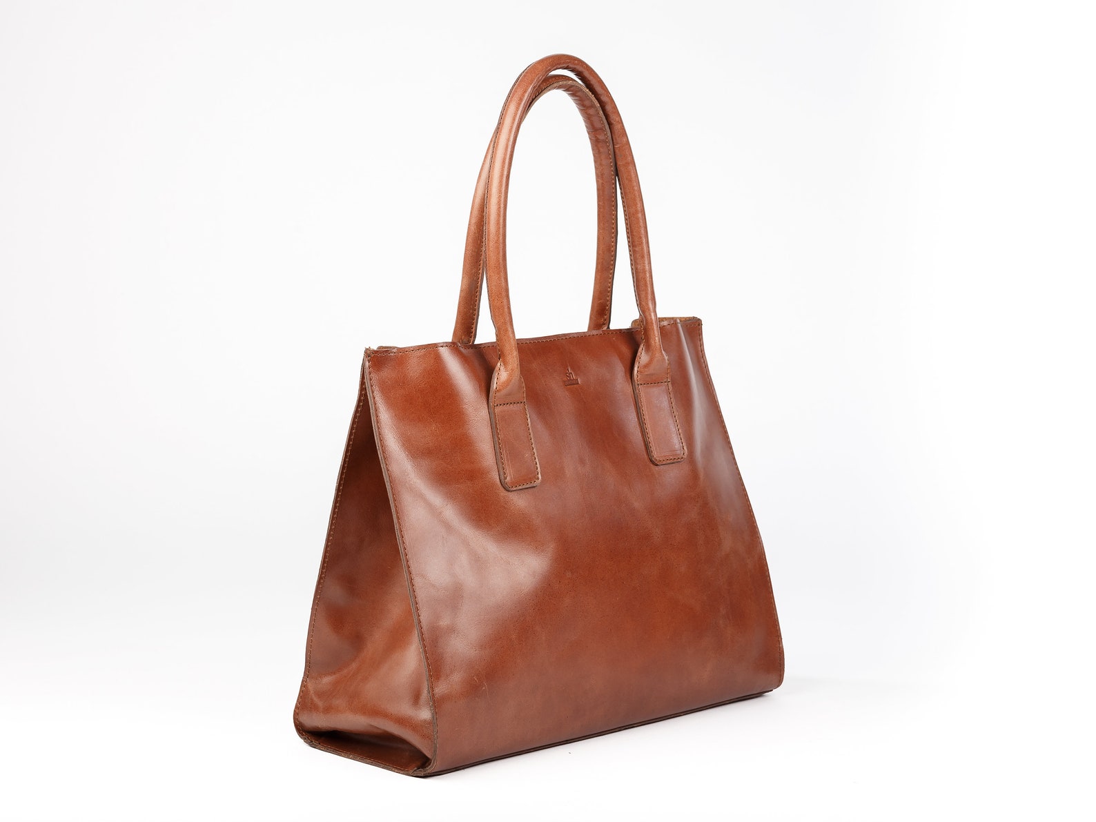 Brown Genuine Leather Tote Bag Women Medium Size Handbag Large Shoulder