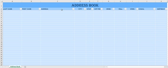 address book excel template blue etsy address book excel