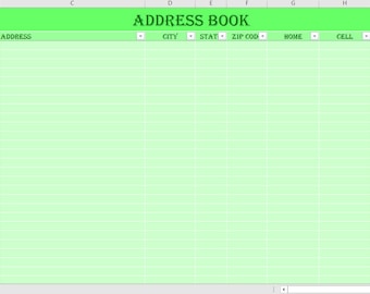 address book excel template green
