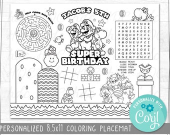 Mario Coloring Page Etsy Mario Coloring Page Etsy
