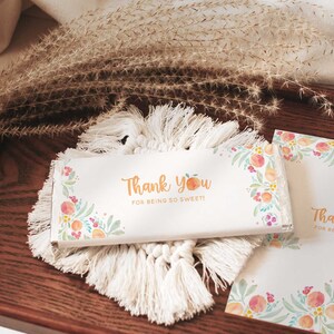 Peach Floral Chocolate Bar Wrapper: Party Favor (Digital Download)