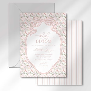 Invito Baby In Bloom, Baby shower Wildflower, Invito Baby shower Southern, Baby shower estetico, Invito baby shower per bambine