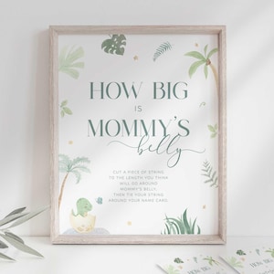 Baby Dino How Big Mommy's Belly Baby Shower Game Placa 8x10 | Download digital | DIY para impressão | Baby Dino Baby Shower