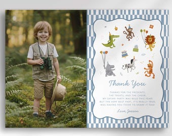 Calling all Party Animals Birthday Photo Thank You Card (Digital Download)