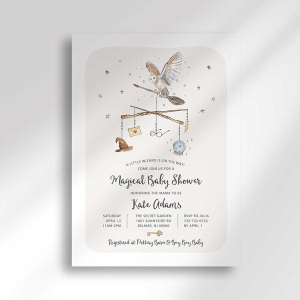 Editable Wizard Baby Shower Invitation Template to Edit Yourself at Corjl.com | Coed Baby Shower Invitation | Digital Download