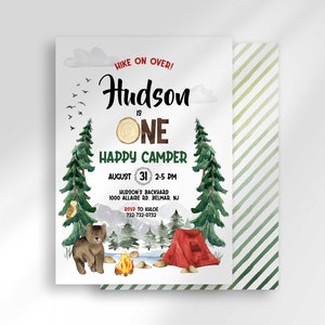 Editable Camper First Birthday Invitation Instant Download