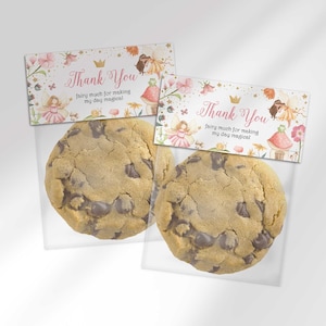Bearbeitbare Fee Leckerli Beutel Topper: Rosa Geburtstagsgeschenk (Digitaler Download)