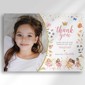 Bearbeitbare Fee Prinzessin Danke Kartenvorlage Sofortiger Download | Bearbeiten Sie sich selbst, dann drucken oder Text