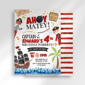 Editable Pirate Birthday Invitation Template | Edit Yourself at Corjl.com | Digital Download | Printable Invitation | Any Age