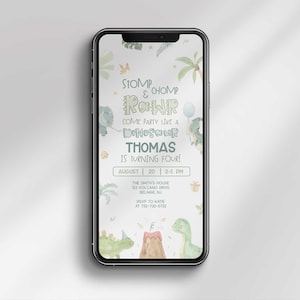 Dinosaur Birthday Invitation: Editable Baby Dino Party (Digital Template)