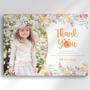 Peach Thank You Card Template with Photo (Digital Download)