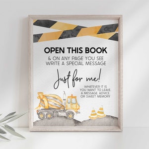 Guestbook 8x10 Construction Birthday Party Sign for Digital Download