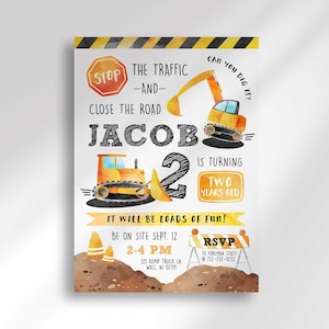 Editable Construction Birthday Invitation | Truck Invitation | Digital Download | Printable Invitation | Any Age