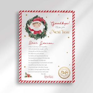 Editable Elf Goodbye Letter Digital Download - Boy Girl Farewell Christmas Tradition