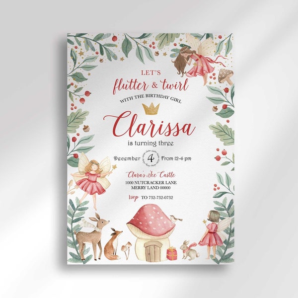 Editable Winter Fairy Birthday Invitation Template Instant Download for Any Age | Edit Yourself then Print or Text