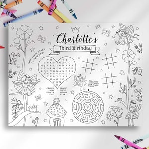 Editable Fairy Placemat for Coloring | Instant Digital Download | Print Yourself