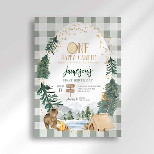 Editable Camper First Birthday Invitation Instant Download Template