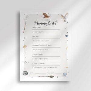 Zauberer-Babyparty-Wer kennt Mama am besten Spiel Digitaler Download | Zauberhaftes Bündel unterwegs | Digitales Babypartyspiel