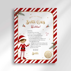 Carta de bienvenida editable para elfo / Incluye elfo niño y elfo niña / Carta de elfo por primera vez desde el escritorio de Papá Noel