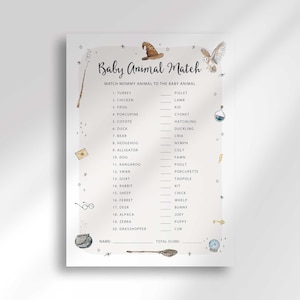 Wizard Baby Shower Baby Animal Match Game Digital Download | Magical Bundle on the Way | Digital Baby Shower Game