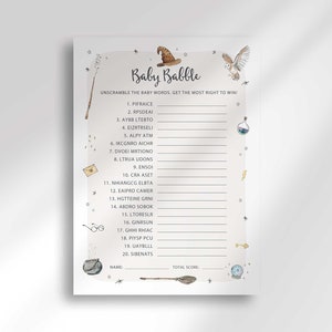 Wizard Baby Shower Baby Babble Word Scramble Game Download digitale / Pacchetto magico in arrivo / Gioco digitale per baby shower