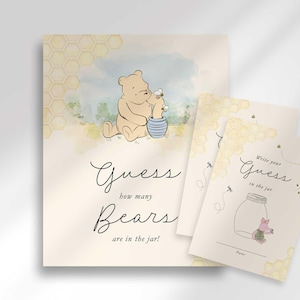 Juego clásico de Winnie the Pooh Adivina cuántos osos hay Descarga digital instantánea / Baby Shower de Winnie the Pooh / ¿Cuántos osos hay en el frasco?