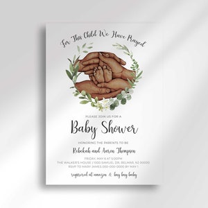 For This Child We Have Prayed Baby Shower Invitation, Prayer Baby Shower, Adoption Baby Shower, Baby Meet and Greet, Succulent Baby Shower
