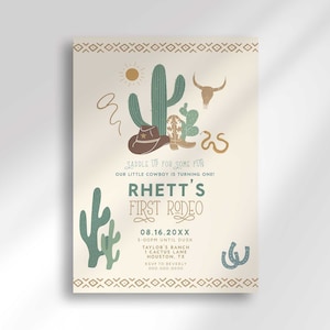 Editable First Rodeo Birthday Invitation Template Instant Download for Western First Birthday| Edit Yourself then Print or Text