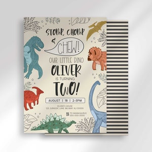 Editable Dinosaur Birthday Invitation Template for Second Birthday | Instant Digital Download | Printable Invitation Template