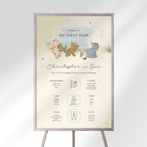 Winnie Puuh Erster Geburtstag Meilenstein Diagramm Digitaler Download Baby Erinnerung Andenken