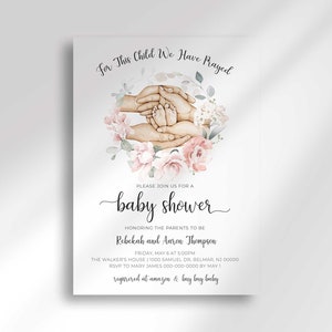 For This Child We Have Prayed Baby Shower Invitation, Prayer Baby Shower, Adoption Baby Shower, Baby Meet and Greet, Succulent Baby Shower