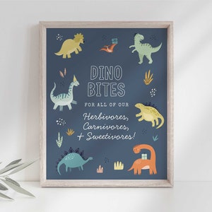 Dinosaur Birthday Party Sign: Dino Bites Food Table Decor (Digital Download)
