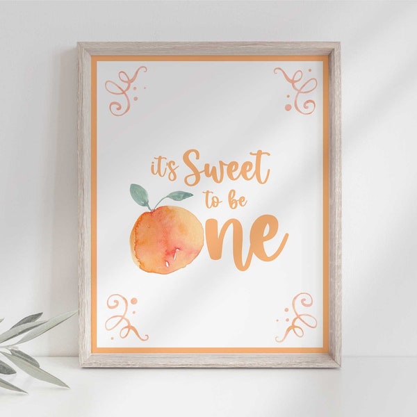 Sweet to Be One Peach Birthday Sign | Sweet to be Two | Sweet to Be Three | Instant Digital Download | Printable 8x10s