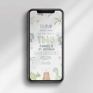 Dinosaur 2nd Birthday Invitation: Baby Dino Party (Digital Template)