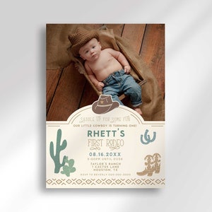 Editable First Rodeo Birthday Invitation Template Instant Download for Western First Birthday| Edit Yourself then Print or Text