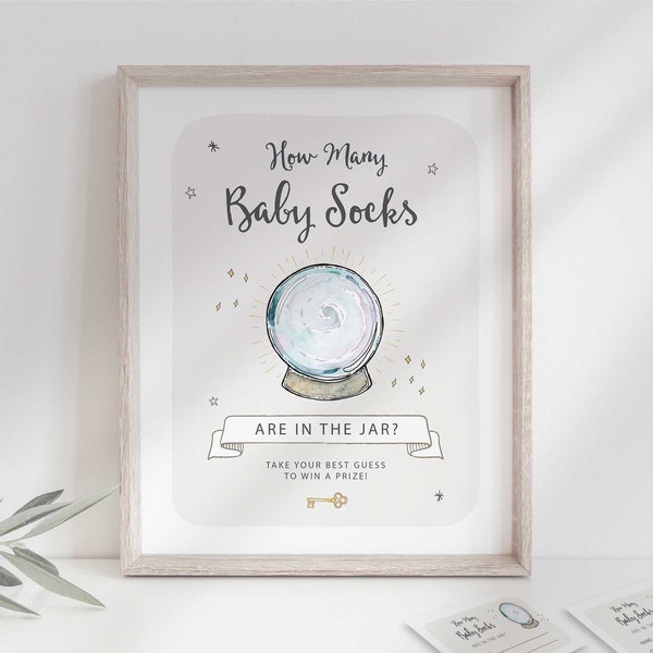 Guess How Many Baby Socks in the Jar Game for Wizard Baby Shower | Instant Digital Download