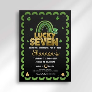 Editable Lucky Seven Birthday Invitation for Seventh Birthday | Instant Digital Download | Printable Invitation Template