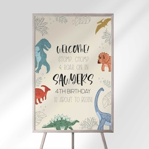 Editable Dinosaur Welcome Poster Template for Instant Download | Create Your Own Sign | Includes 5 Sizes | Edit and Print Yourself