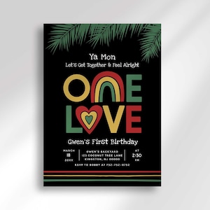 Editable One and Loved First Reggae Birthday Invitation Template | Digital Download Invitation | Edit at Corjl.com