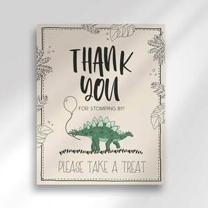Dinosaur Thank You Party Sign 8x10, Dinosaur Party Favor, Dinosaur Take a Treat Sign, Dinosaur Party Decor,  Instant Download