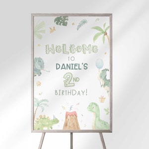 Editable Dinosaur Birthday Welcome Sign Template (Digital Download)