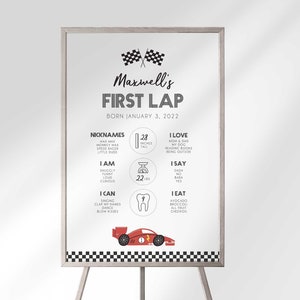 Editable ANY COLOR Race Car Birthday Board Template for Digital Download | Can be Used for Any Age | Edit Yourself Milestone Chart