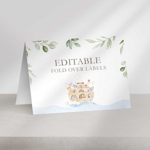 Editable Noah&#39;s Ark Food Labels to Edit Yourself | Table Labels |  Place Cards | Printable DIY
