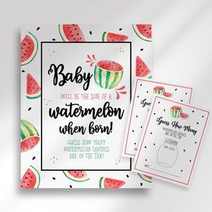 Guess How Many Candies in the Jar Game for Watermelon Baby Shower | Instant Digital Download