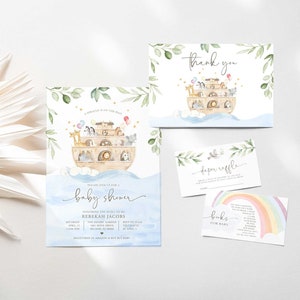 Editable Noah's Ark Baby Shower Invitation Bundle |  Edit Yourself at Corjl.com | Digital Download