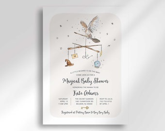 Editable Wizard Baby Shower Invitation Template to Edit Yourself at Corjl.com | Coed Baby Shower Invitation | Digital Download