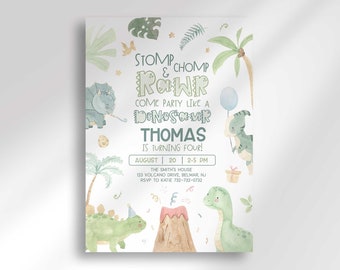 Editable Dinosaur Birthday Invitation for Instant Digital Download | Printable Invitation Template | Any Age